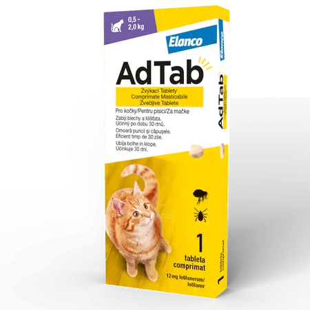 Antiparazitar oral pentru pisici 0.5-2 kg AdTab Cat 12 mg